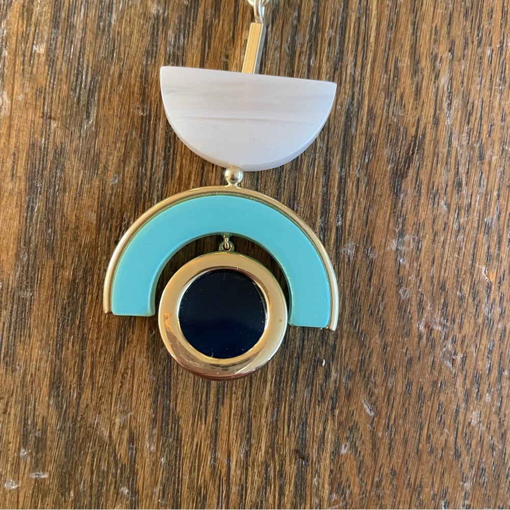 J Crew Gold Green Geometric Posts Dangle Necklace - image 6